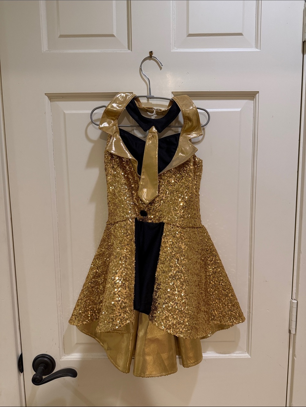 Gold Sequin Girls' Costume Dress with Black Accent